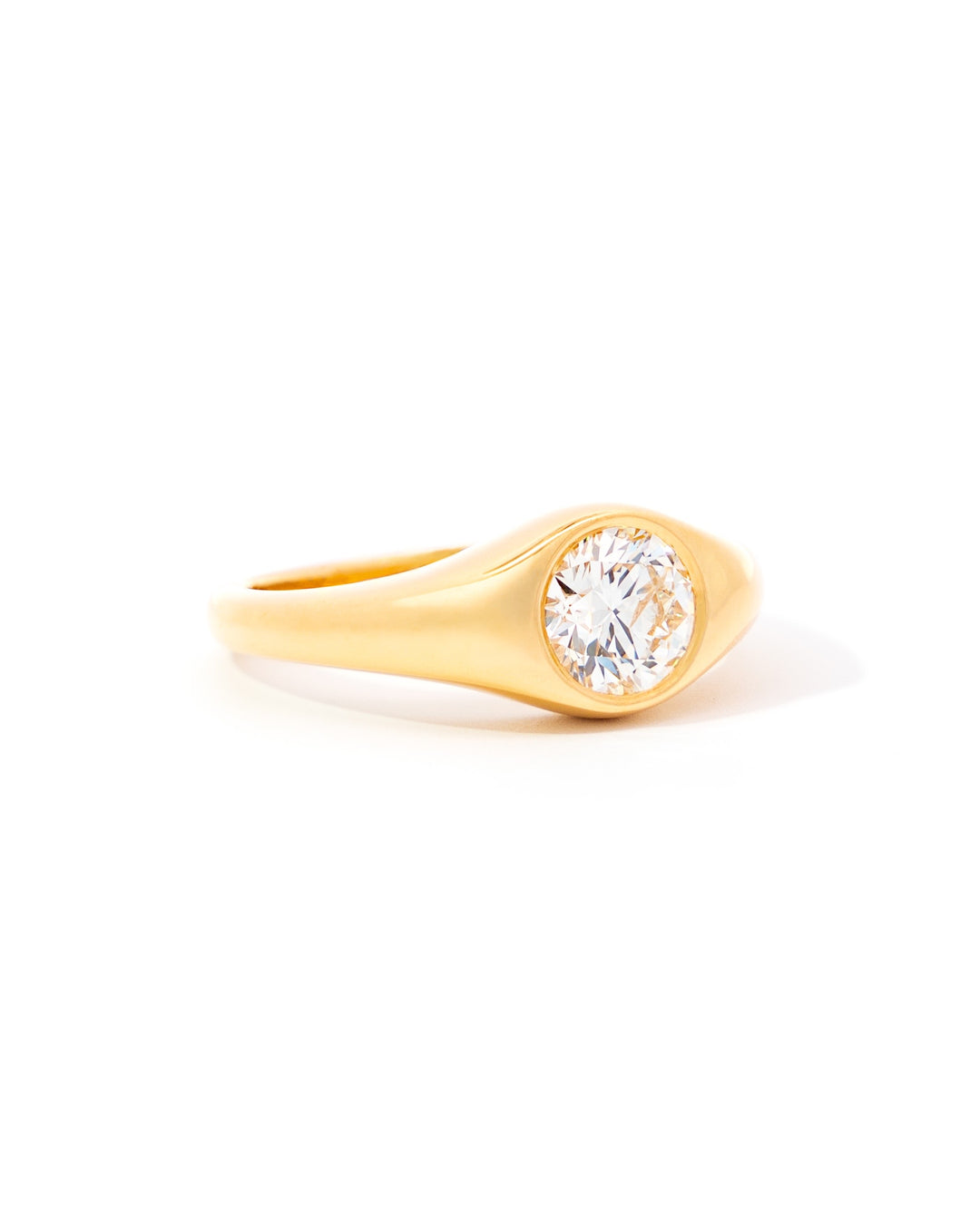Solitaire Round Diamond Signet Style Engagement Ring
