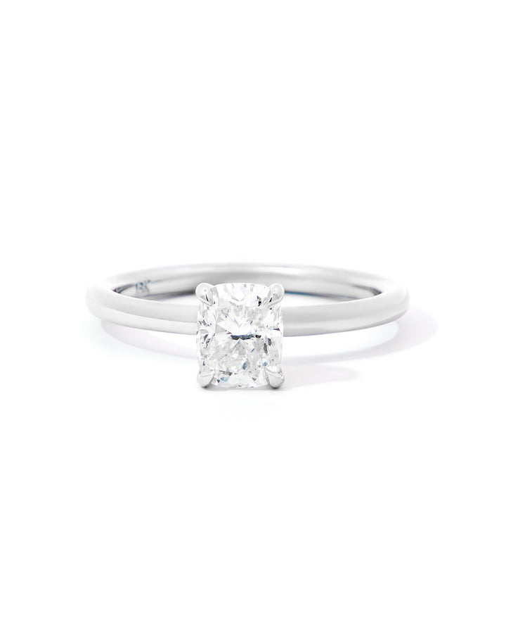 Elongated Cushion Diamond Contemporary Engagement Ring