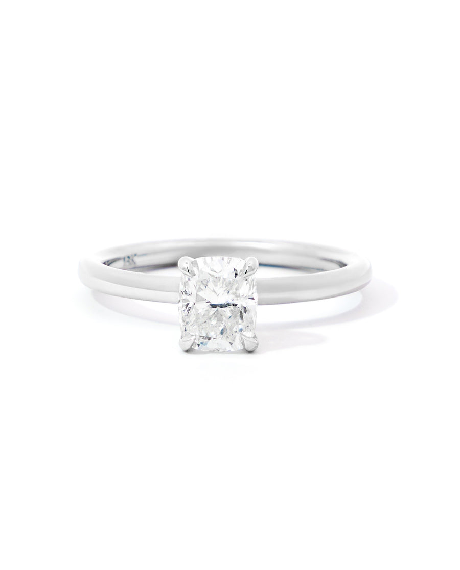 Elongated Cushion Diamond Contemporary Engagement Ring