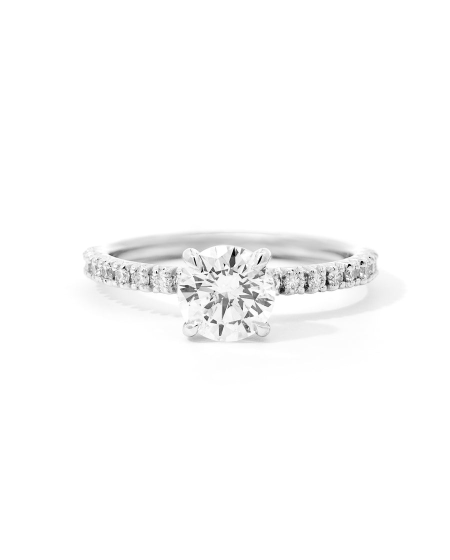 Solitaire Round Diamond Engagement Ring with Side Stones