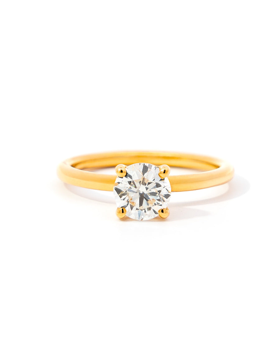 Solitaire Round Diamond Four Prong Engagement Ring