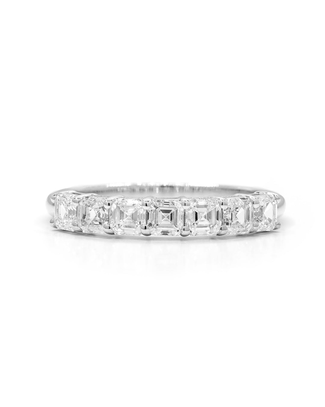 Asscher Diamond 7-Stone 1 Carat White Gold Ring
