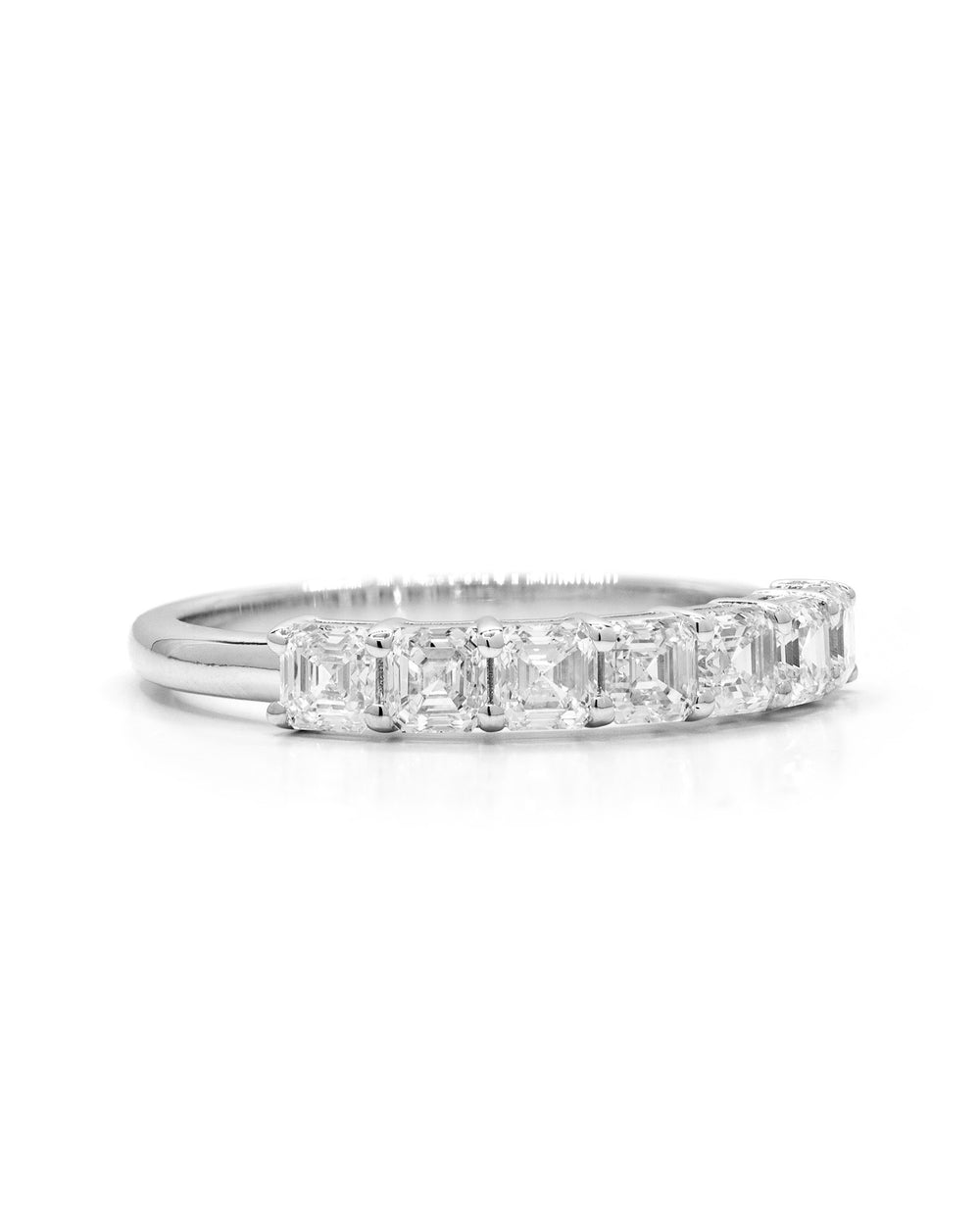 Asscher Diamond 7-Stone 1 Carat White Gold Ring 