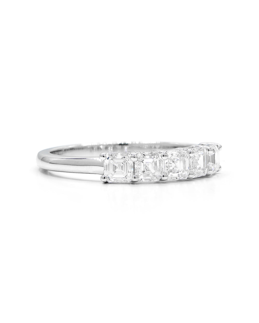 Asscher Diamond 5-Stone 1 Carat White Gold Ring