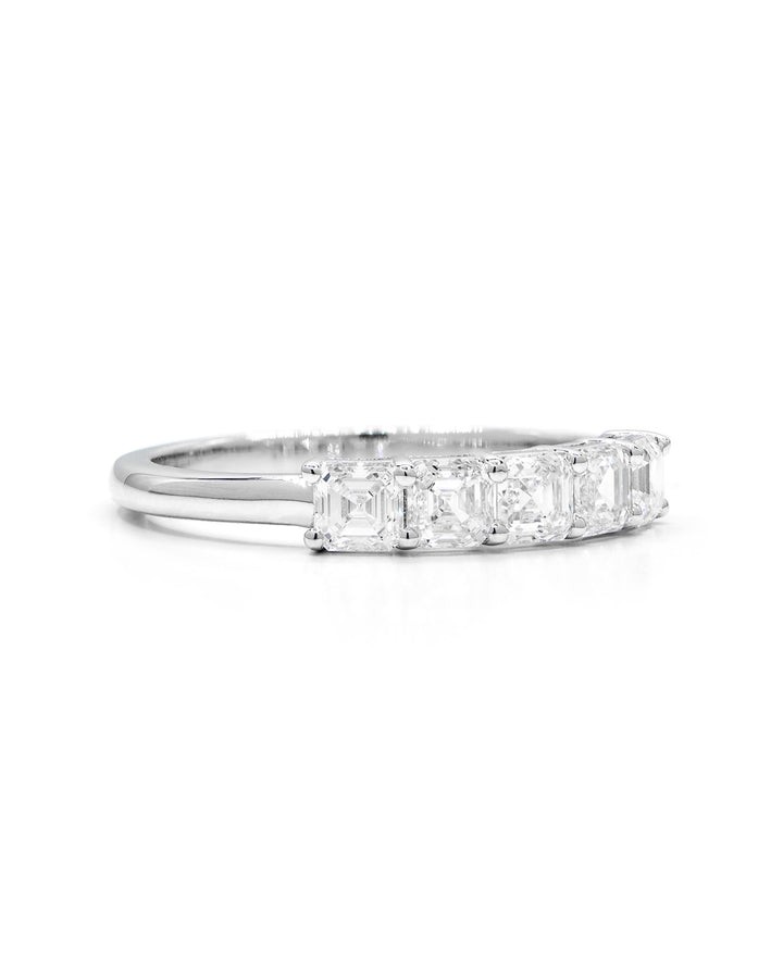 Asscher Diamond 5-Stone 1 Carat White Gold Ring