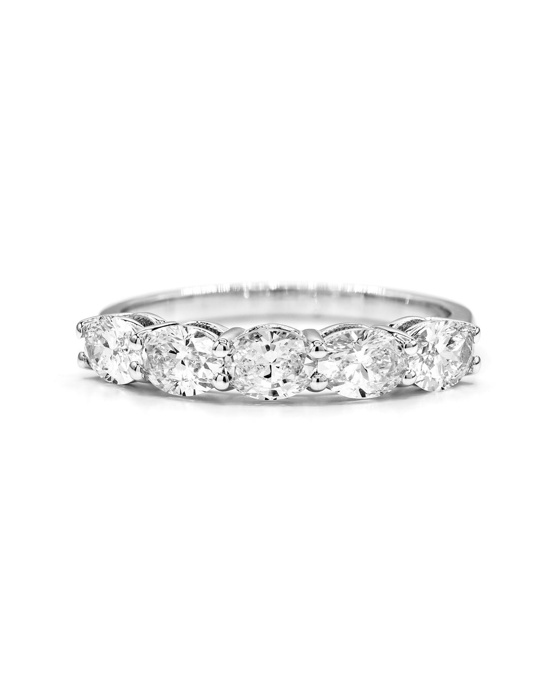 Oval Diamond 5-Stone East-to-West 1 Carat White  Gold Ring