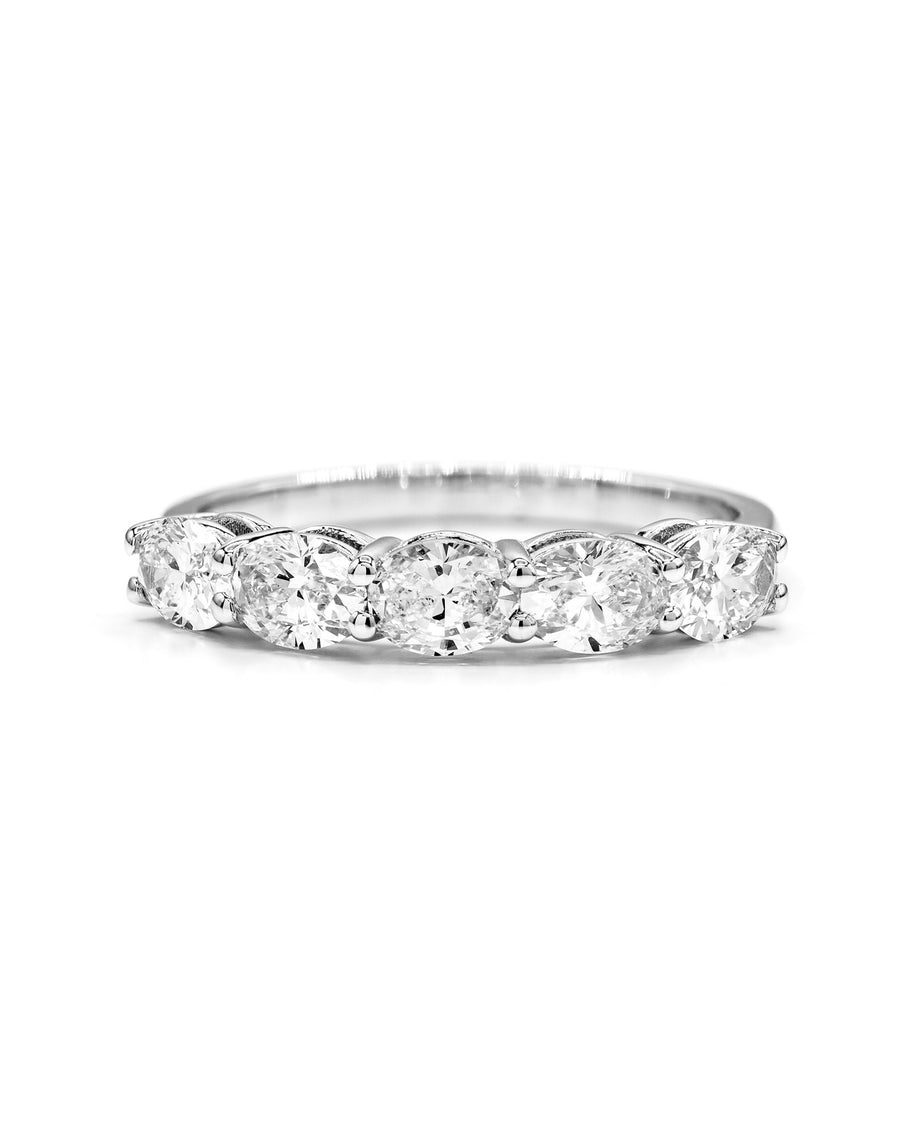 Oval Diamond 5-Stone East-to-West 1 Carat White  Gold Ring