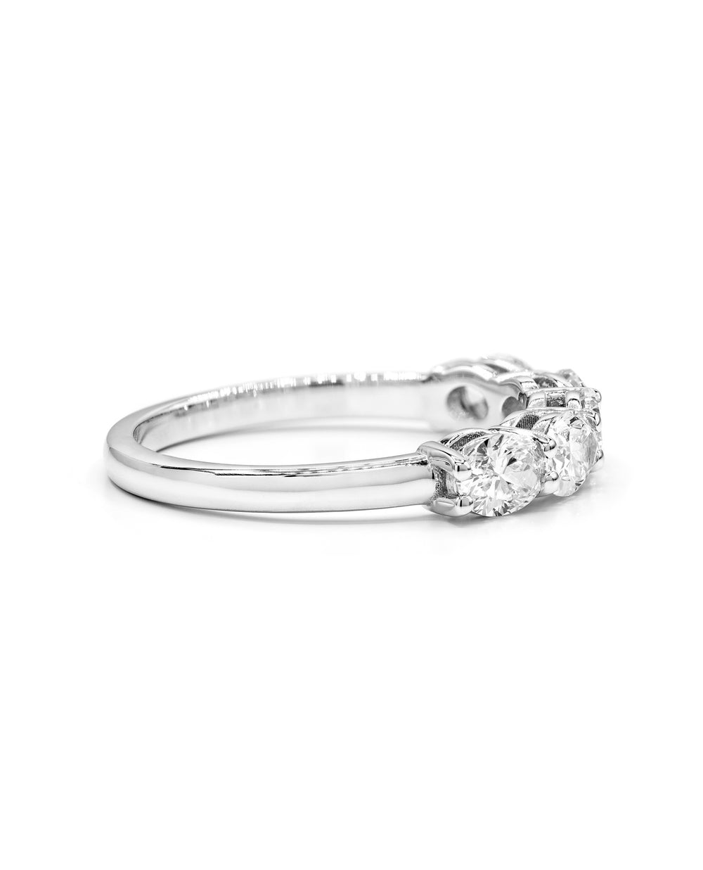 Oval Diamond 5-Stone East-to-West 1 Carat White Gold Ring