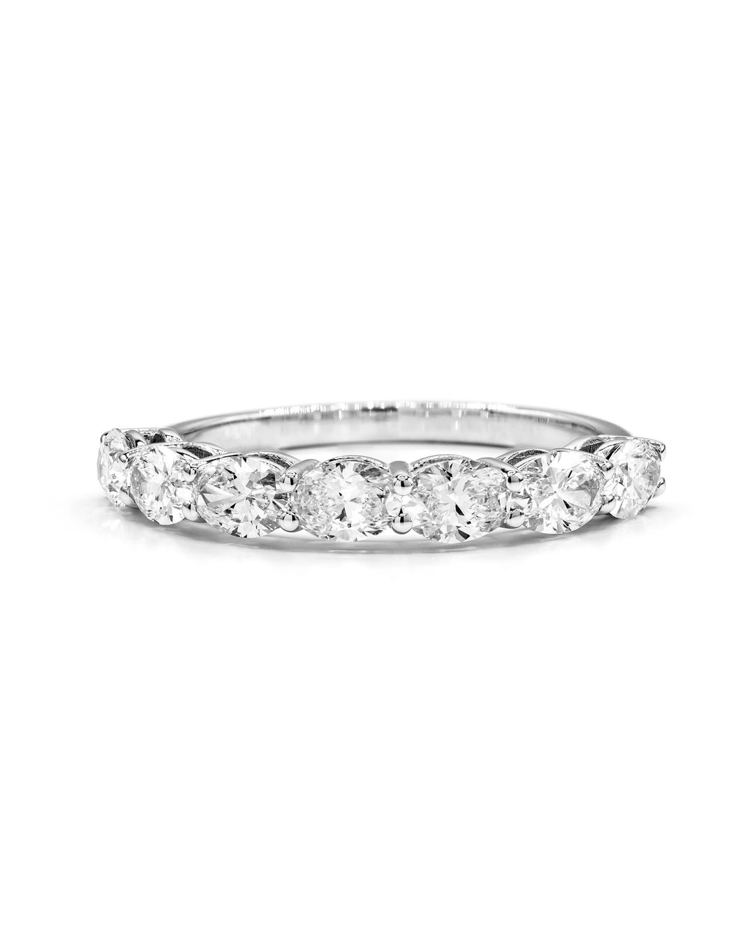 Oval Diamond 7-Stone East-to-West 1 Carat White Gold Ring