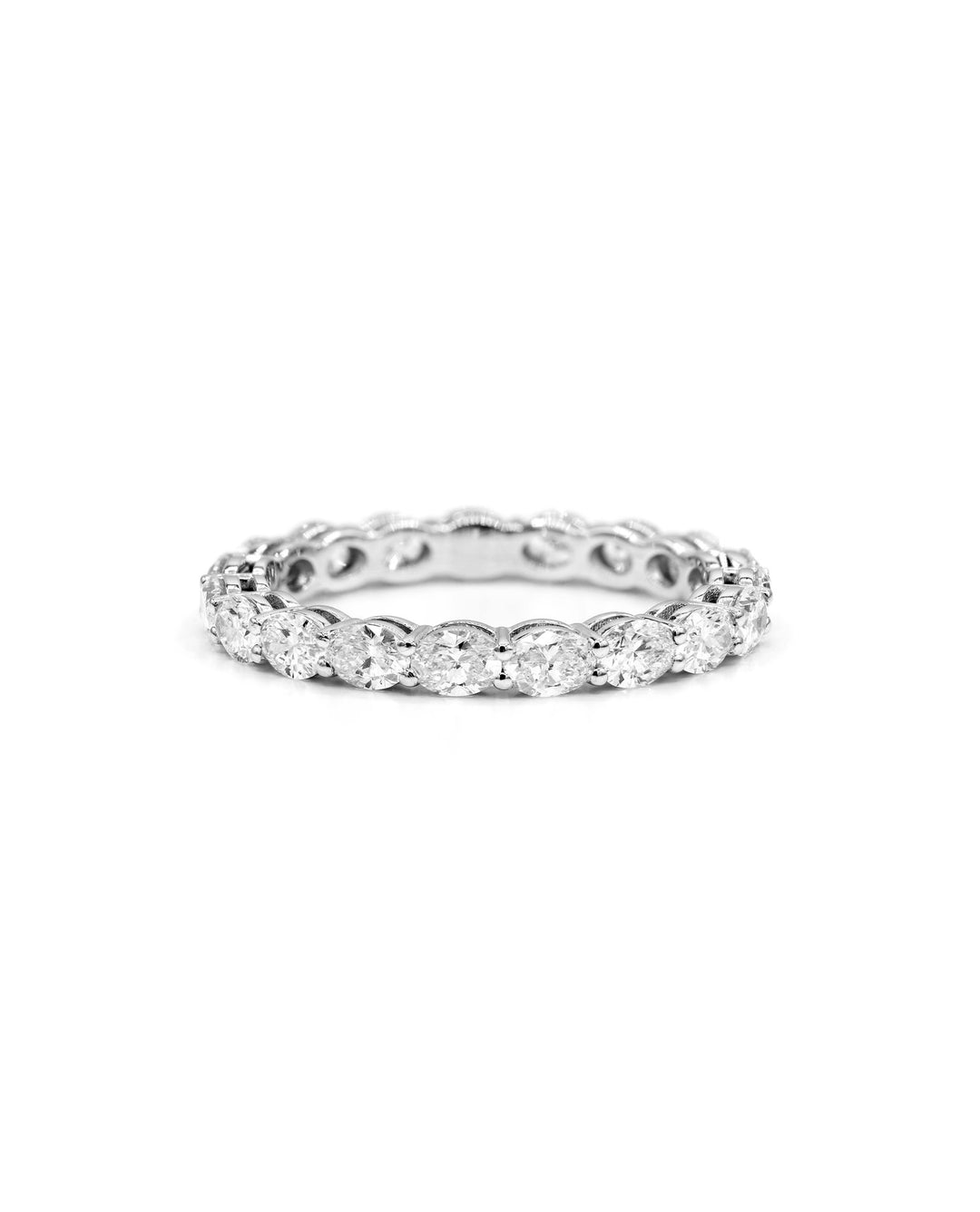 Oval Diamond East to West Horizontal 1.7 Carat Eternity Ring White Gold