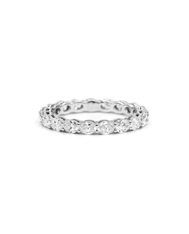 Oval Diamond East to West Horizontal 1.7 Carat Eternity Ring White Gold