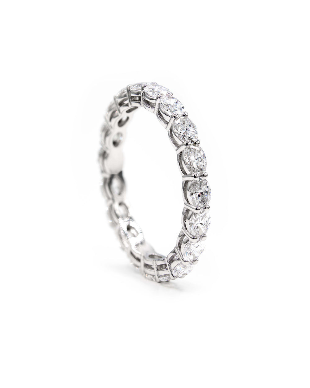 Oval Diamond East to West Horizontal 1.7 Carat Eternity Ring White Gold