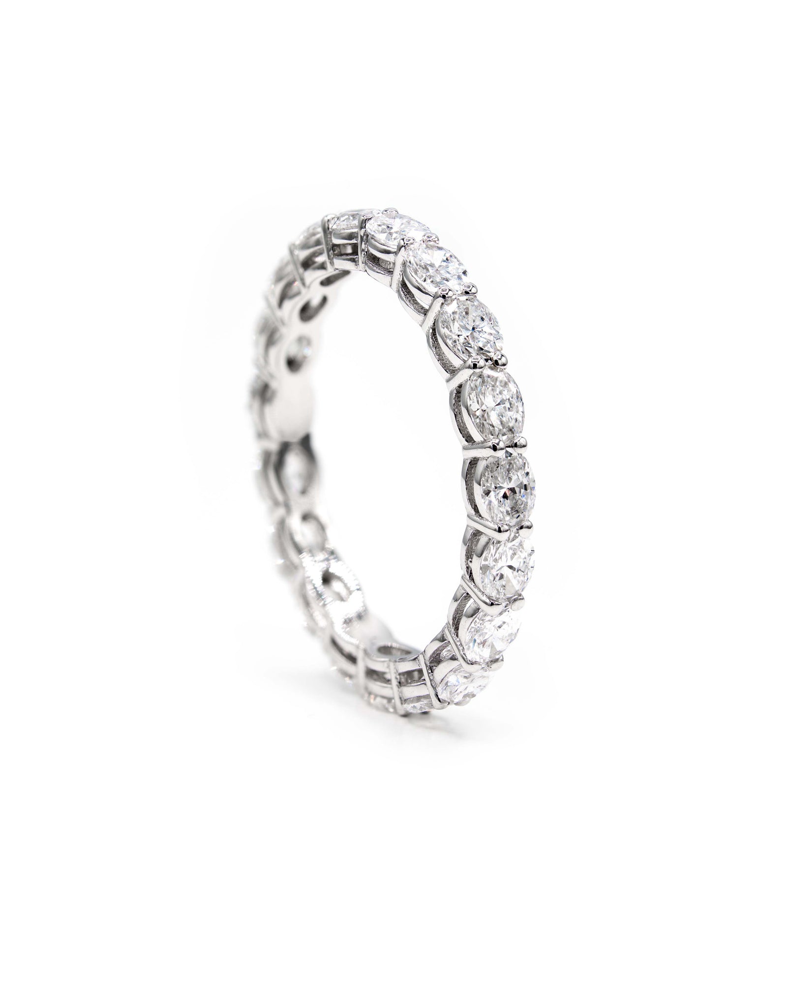 Oval Diamond East to West Horizontal 1.7 Carat Eternity Ring White Gold