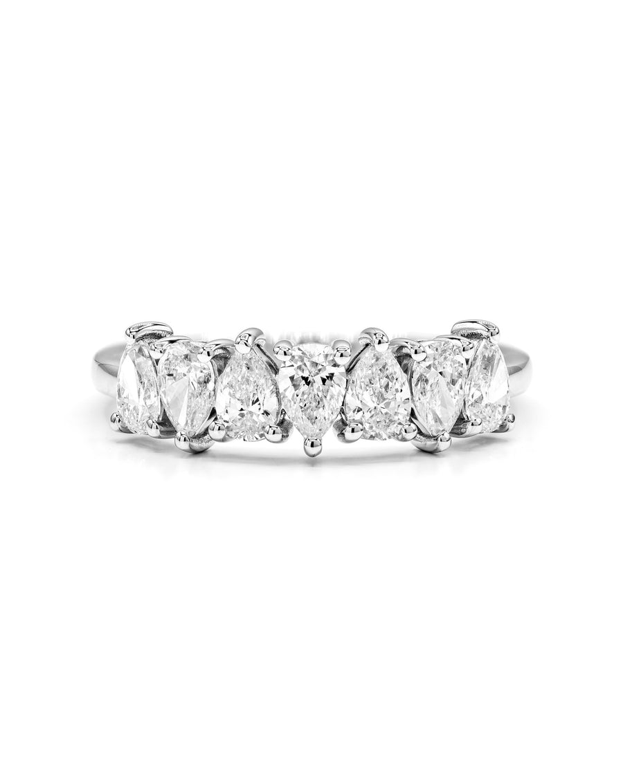 Pear Diamond Alternating 7-Stone 1 Carat White Gold Ring
