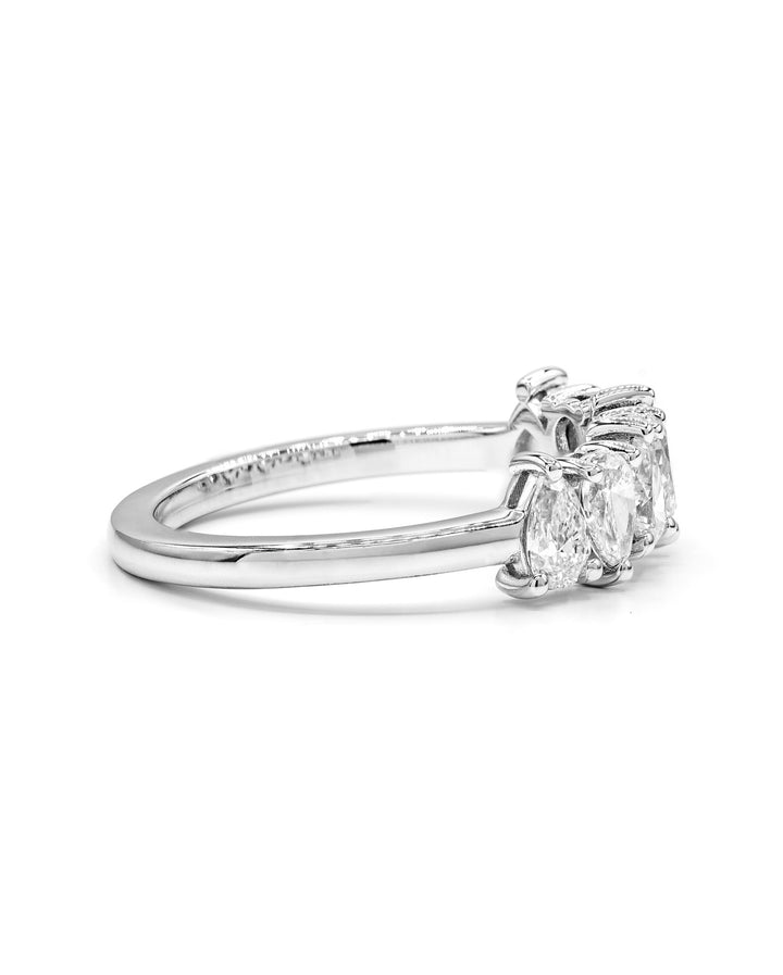 Pear Diamond Alternating 7-Stone 1 Carat White Gold Ring
