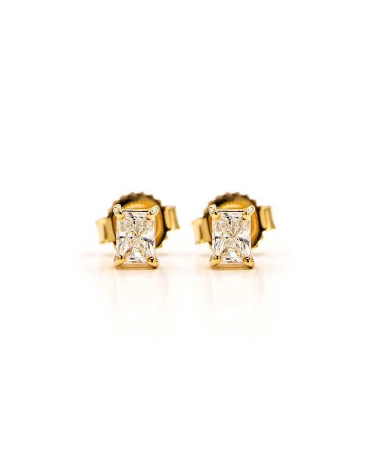 Víya Radiant Shape Diamond Stud Earrings Yellow Gold 14K