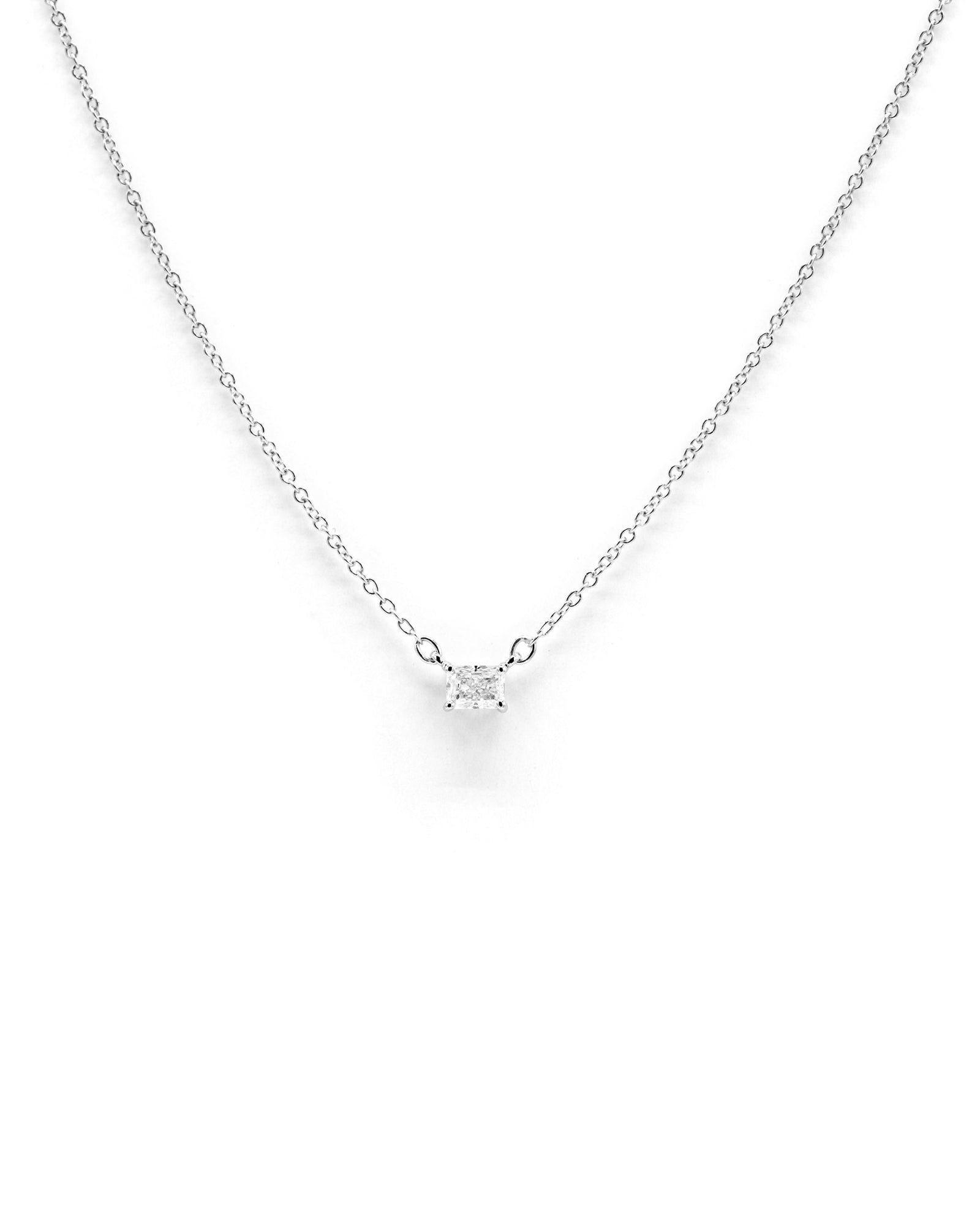 Víya Radiant Shape Diamond Pendant Necklace 14K White Gold