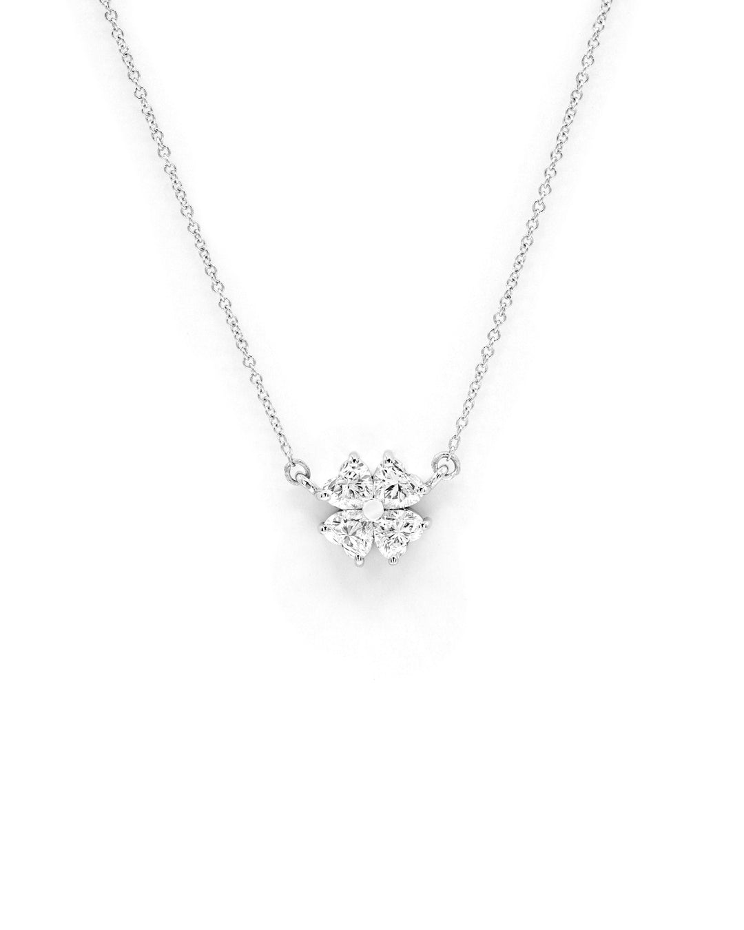 Heart Diamond Flower 1 Carat Pendant Necklace White Gold