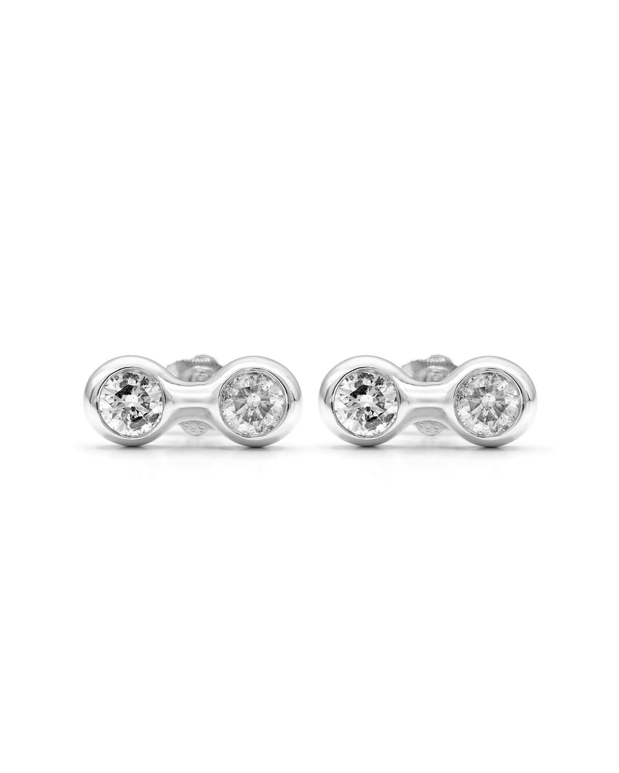 Round Diamond Bezel Earrings White Gold
