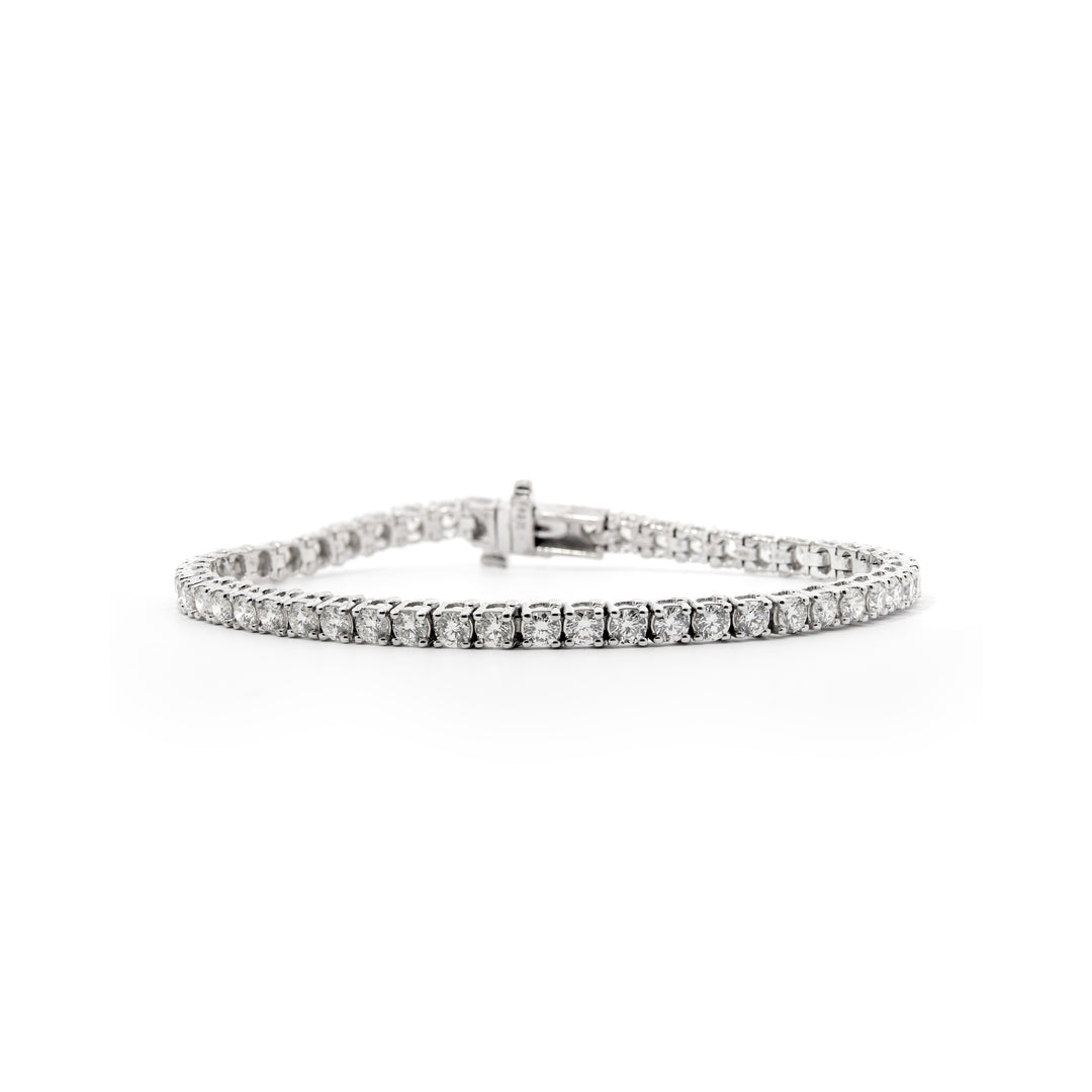 Víya Round Diamond Tennis White Gold Bracelet 14K