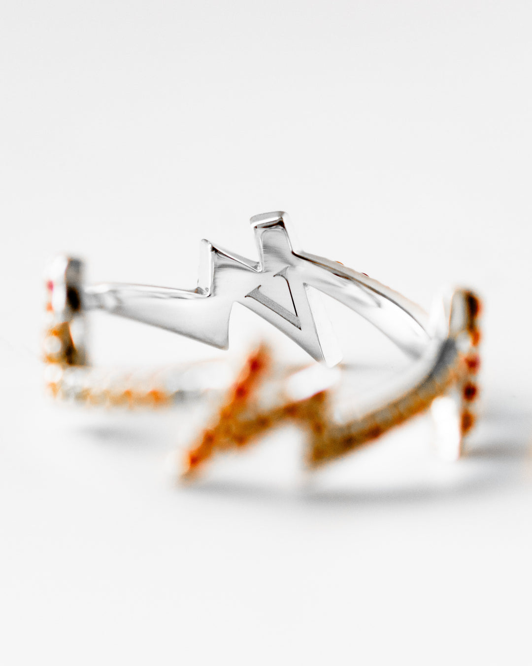 "Woosh" 925 Sterling Silver with Natural Orange Sapphires ring