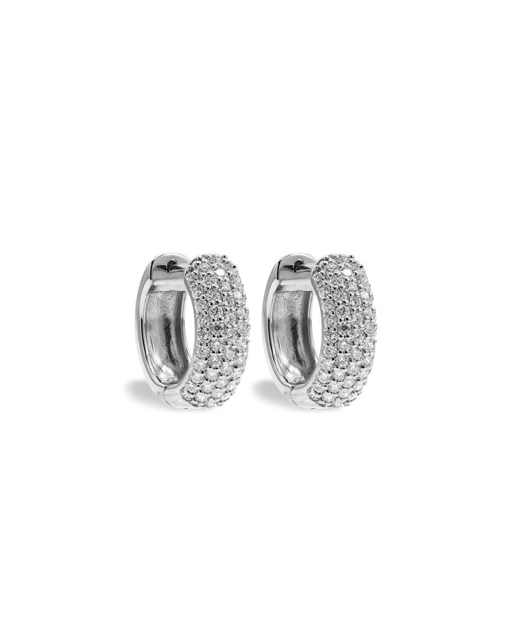 Víya Mini Micro Pavé Diamond Huggie Earrings Yellow Gold 14K