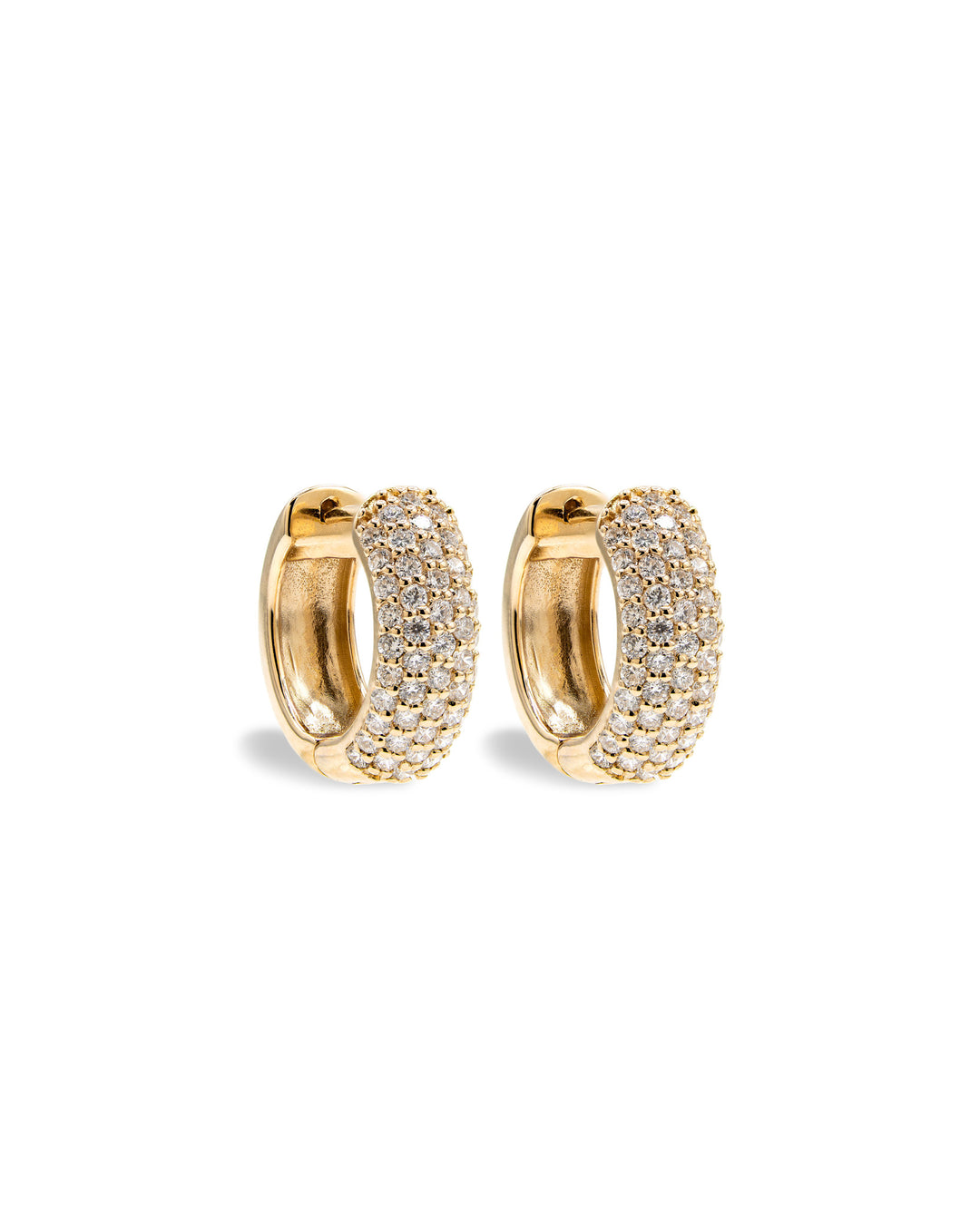 Víya Mini Micro Pavé Diamond Huggie Earrings Yellow Gold 14K