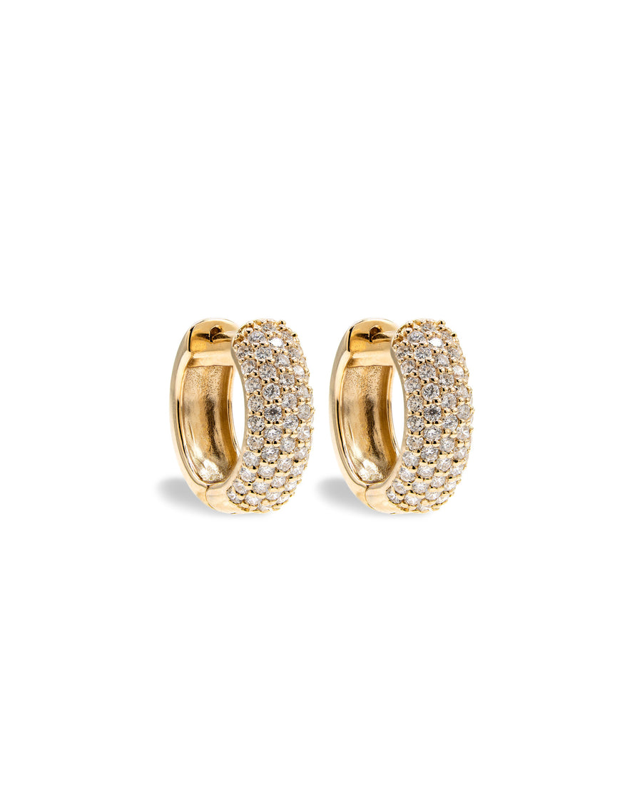 Víya Mini Micro Pavé Diamond Huggie Earrings Yellow Gold 14K