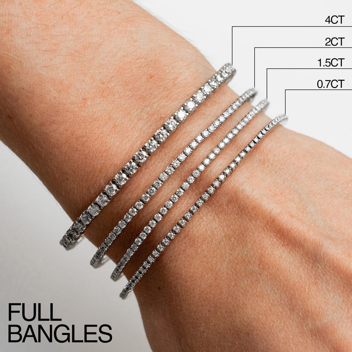 Víya Full Eternity Round Diamond Flex Bangle 4 Carat, 2 Carat, 1.5 Carat and 0.7 Carat White Gold 14K