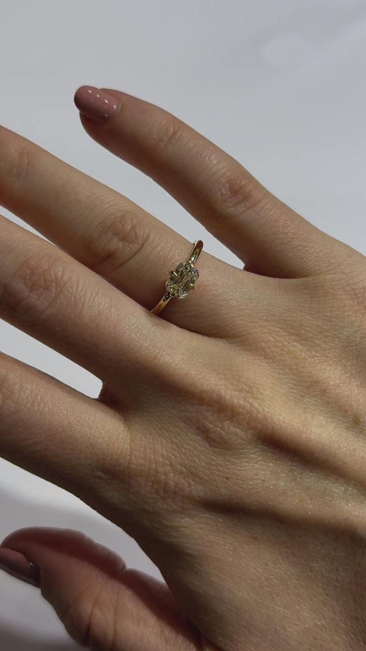 Emerald Diamond Contemporary East to West Engagement Ring on body