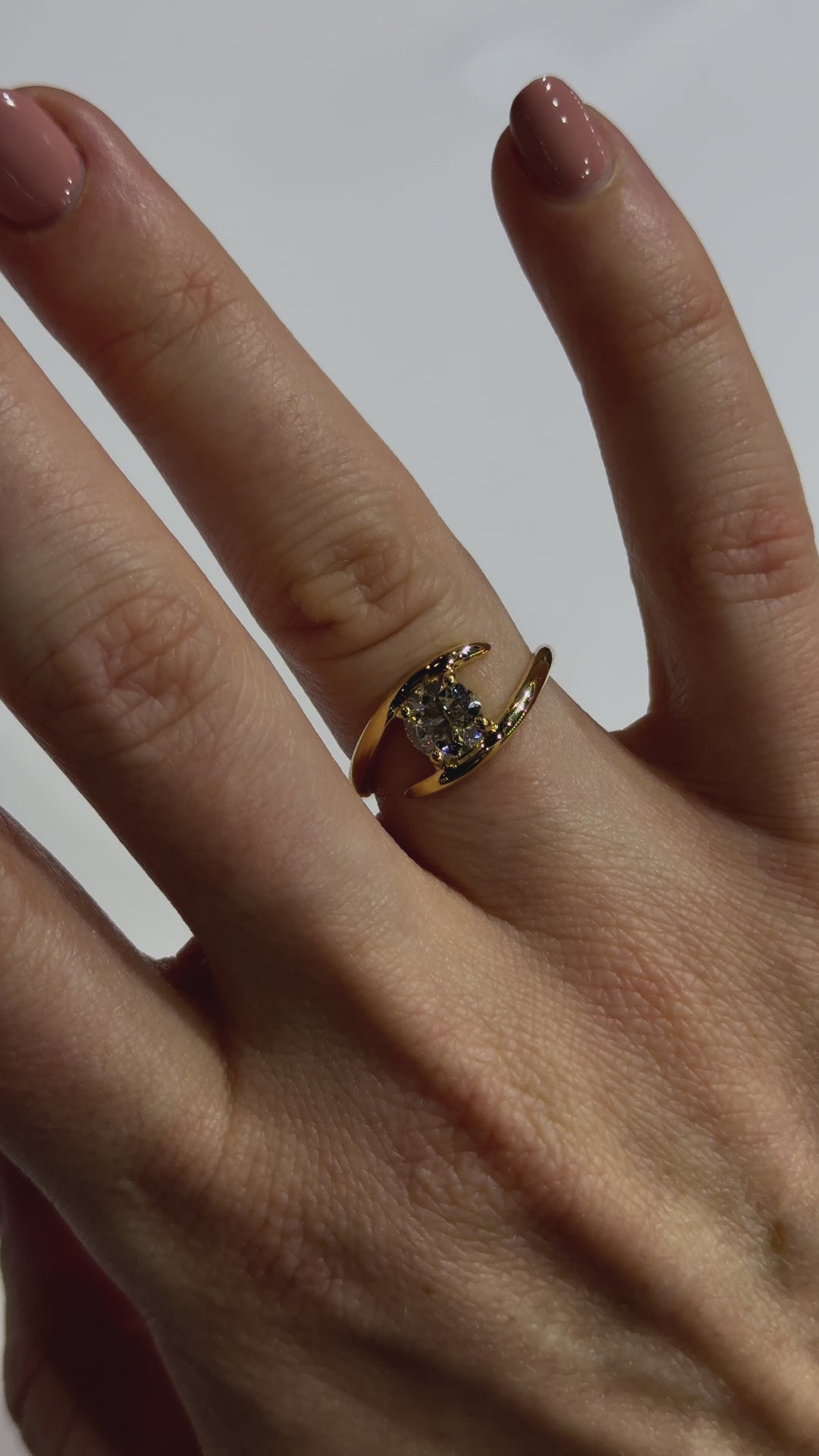 Solitaire Round Diamond Contemporary Engagement Ring on body