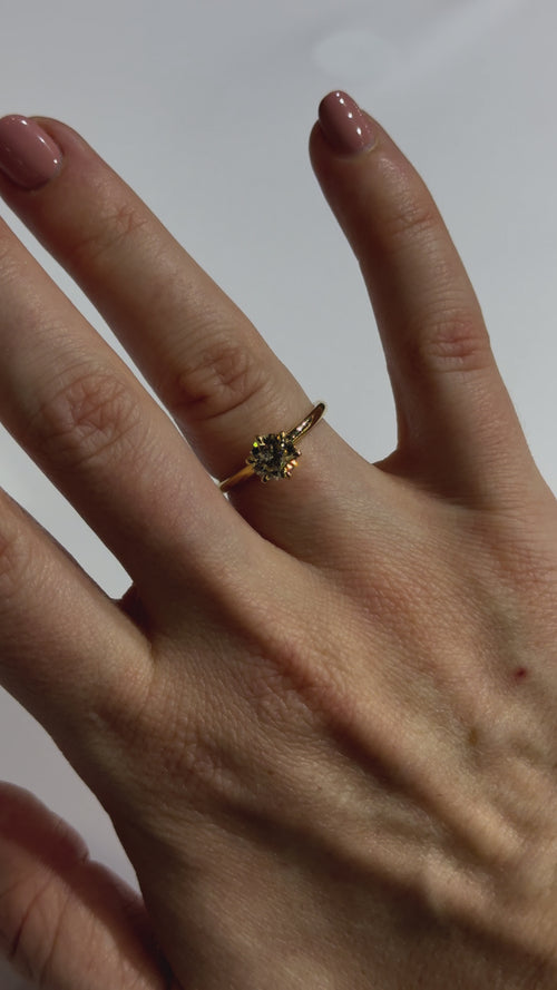 Solitaire Round Diamond Six Prong Engagement Ring on hand