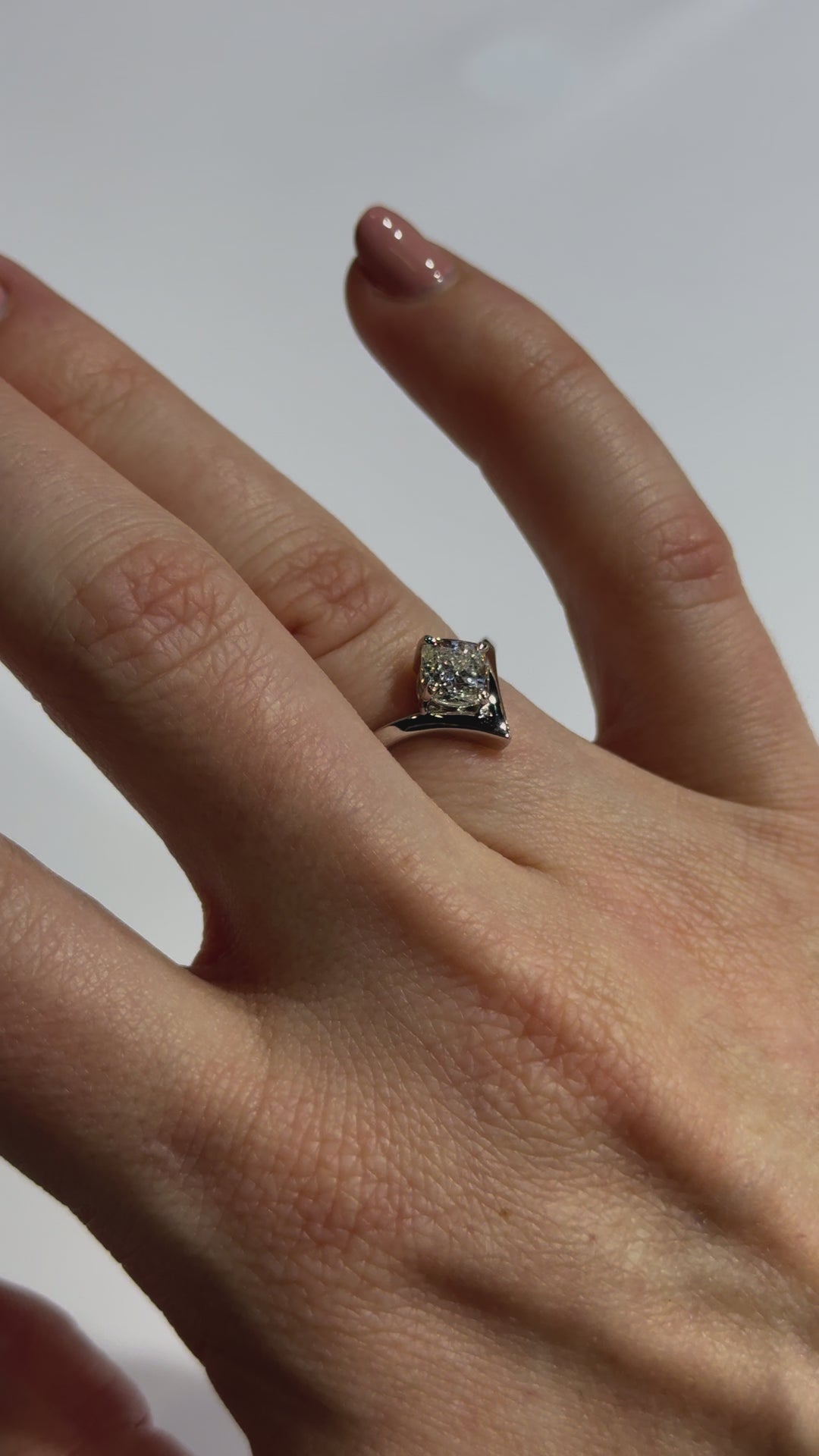 Square Cushion Diamond Contemporary Engagement Ring on body