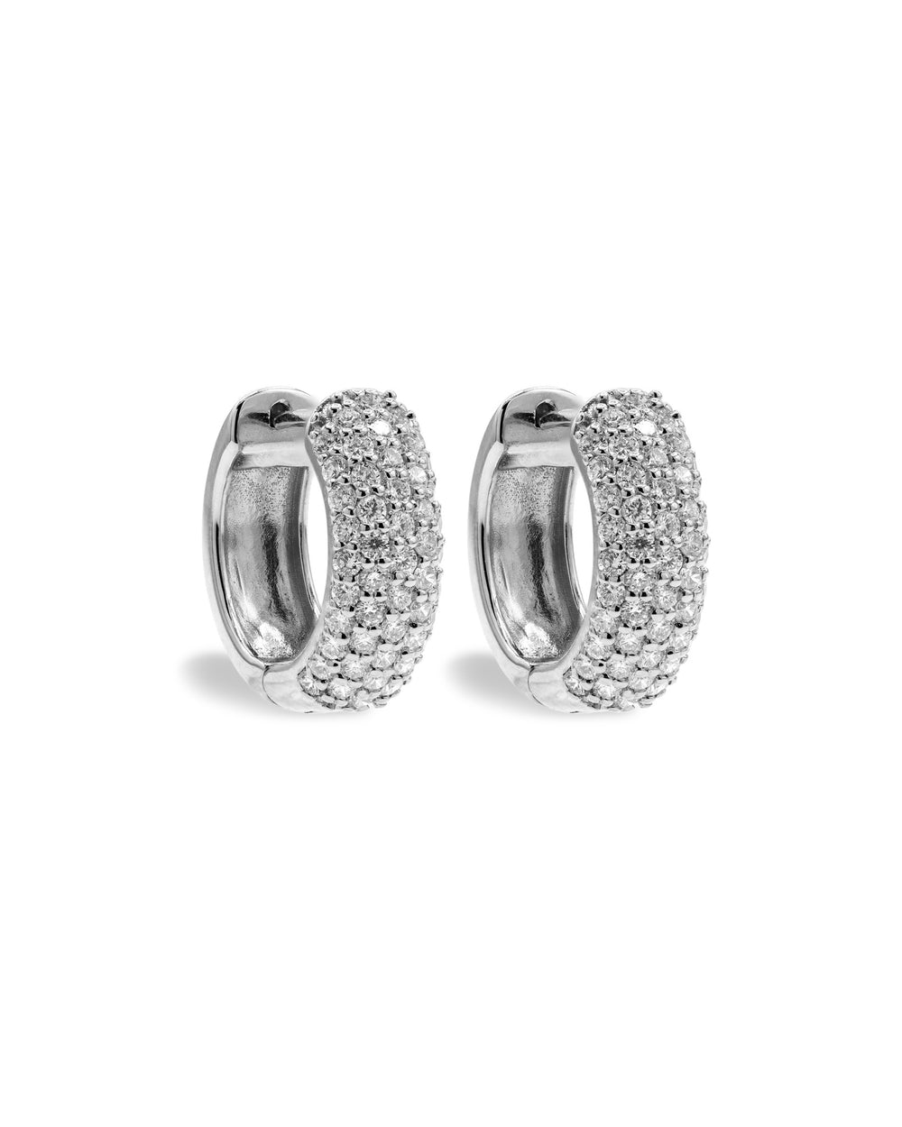 Regular Micro Pavé Huggie Earrings White Gold