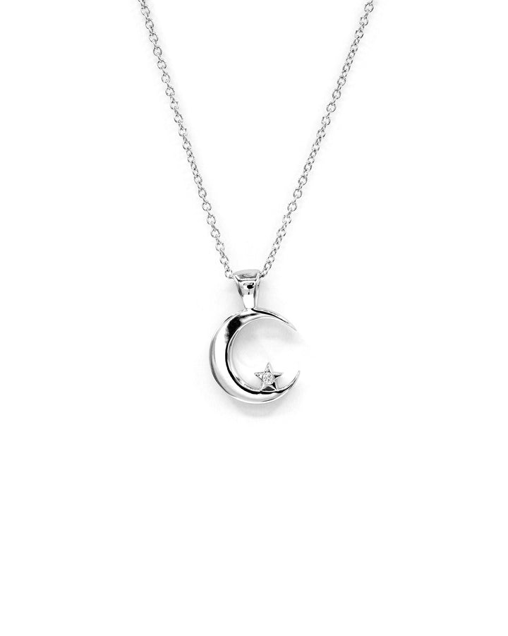 Víya Mini Moon and Star Diamond Pendant White Gold 14K