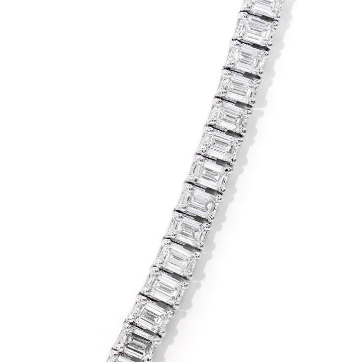 Víya Emerald Diamond "North-to-South" Tennis Necklace White Gold 18K