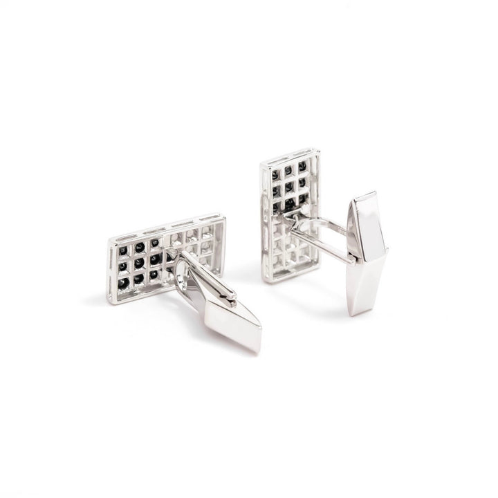 Víya Black Diamond Domino Cufflinks White Gold 14K
