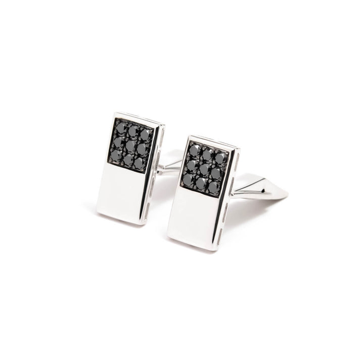 Víya Black Diamond Domino Cufflinks White Gold 14K