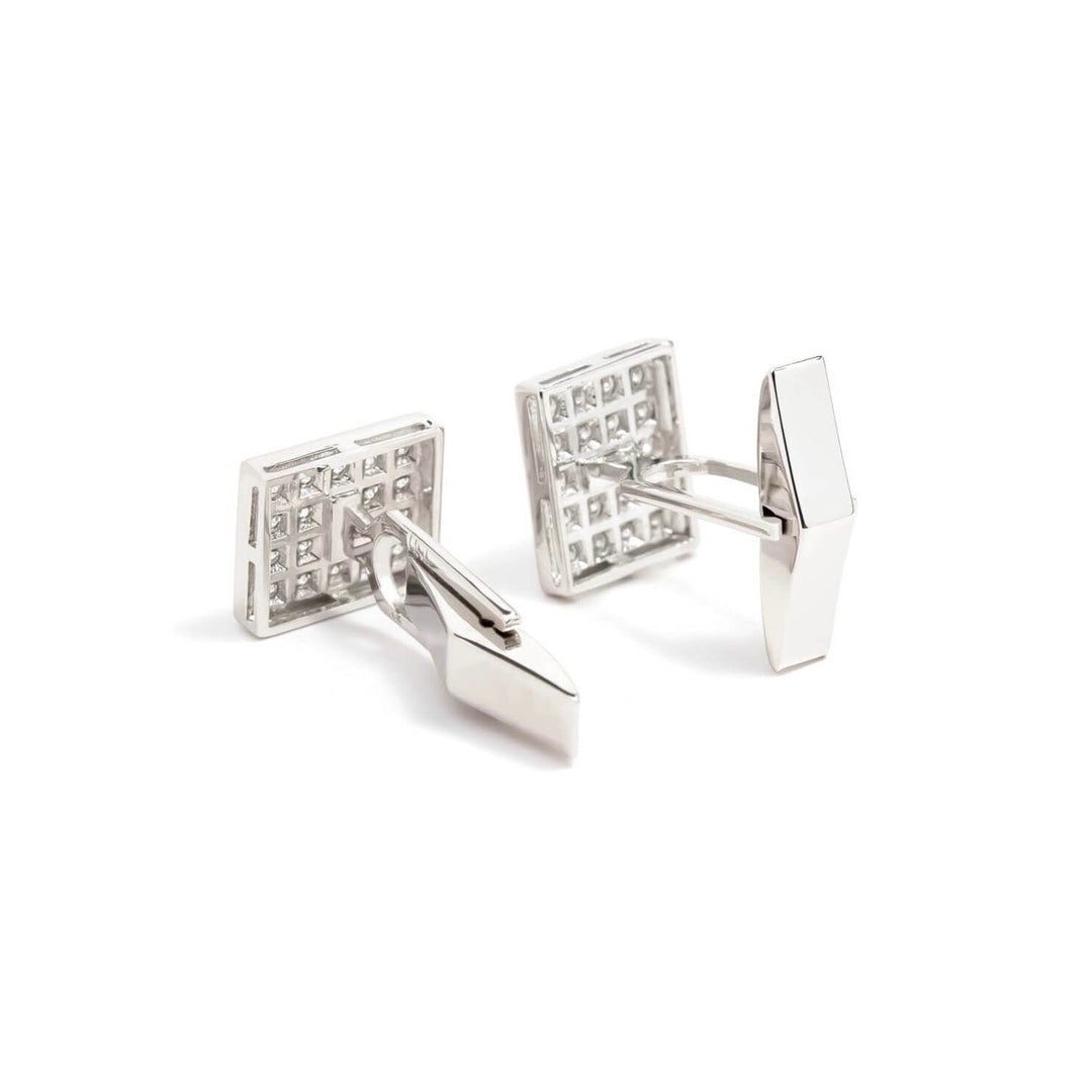 Víya White Diamond Full Rectangular Cufflinks white Gold 14K