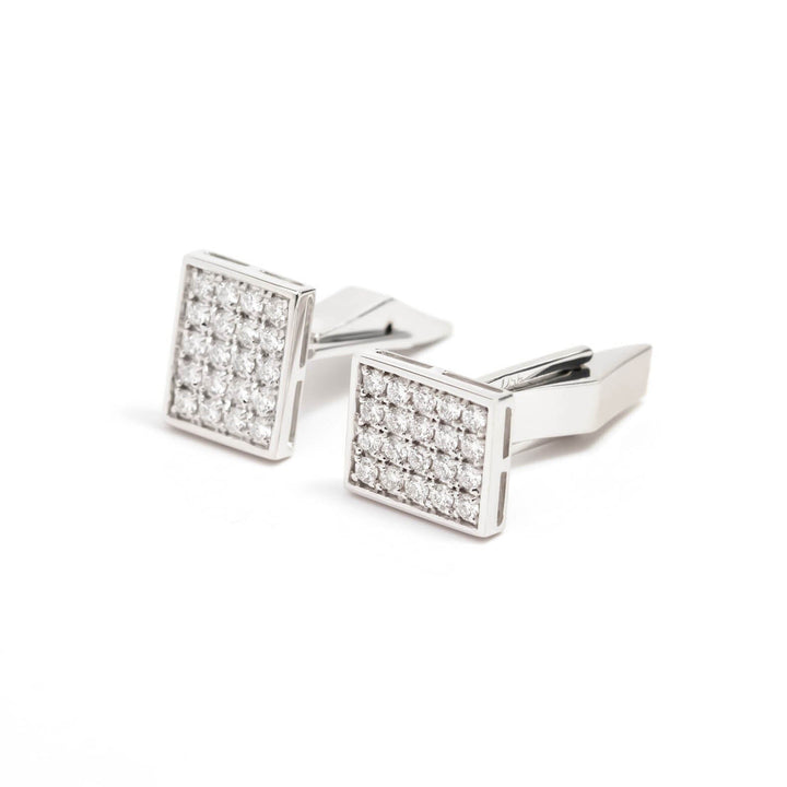Víya White Diamond Full Rectangular Cufflinks white Gold 14K