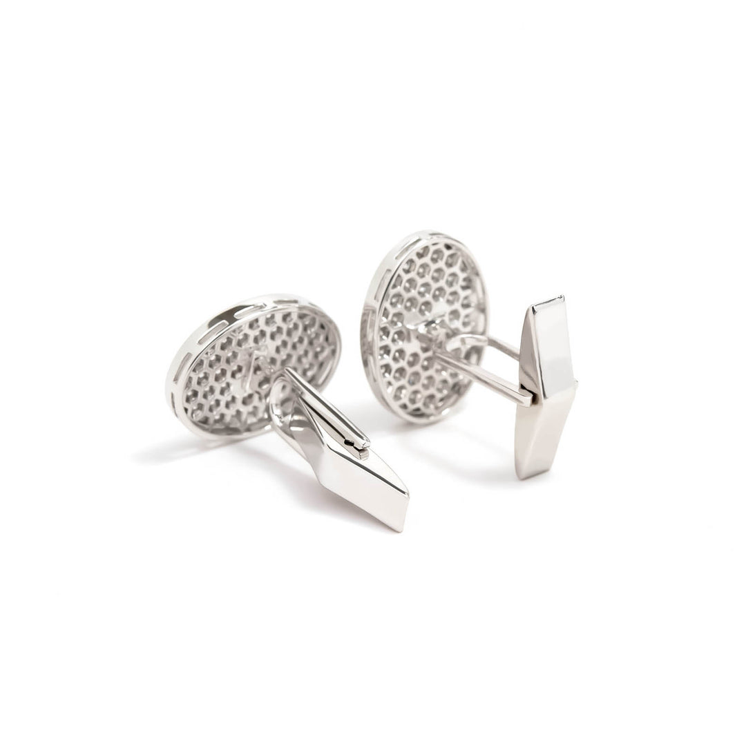 Víya Full White Diamond Oval Cufflinks White Gold 14K