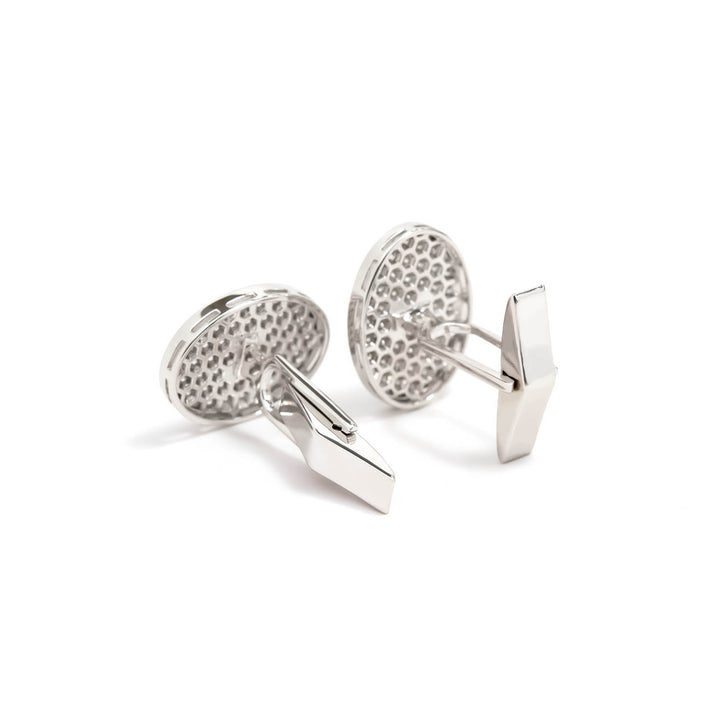 Víya Full White Diamond Oval Cufflinks White Gold 14K