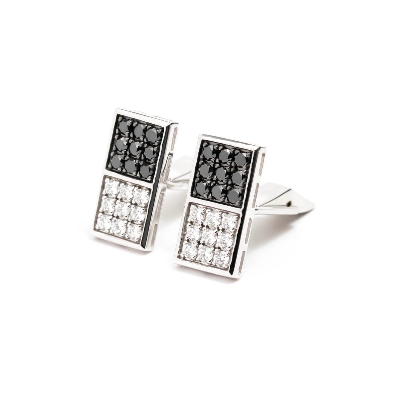 Víya Black and White Diamond "Domino" Cufflinks White Gold 14K