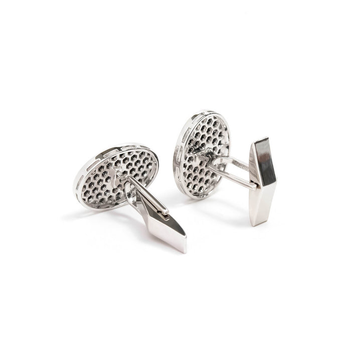 Víya Full Black Diamond Oval Cufflinks White Gold 14K