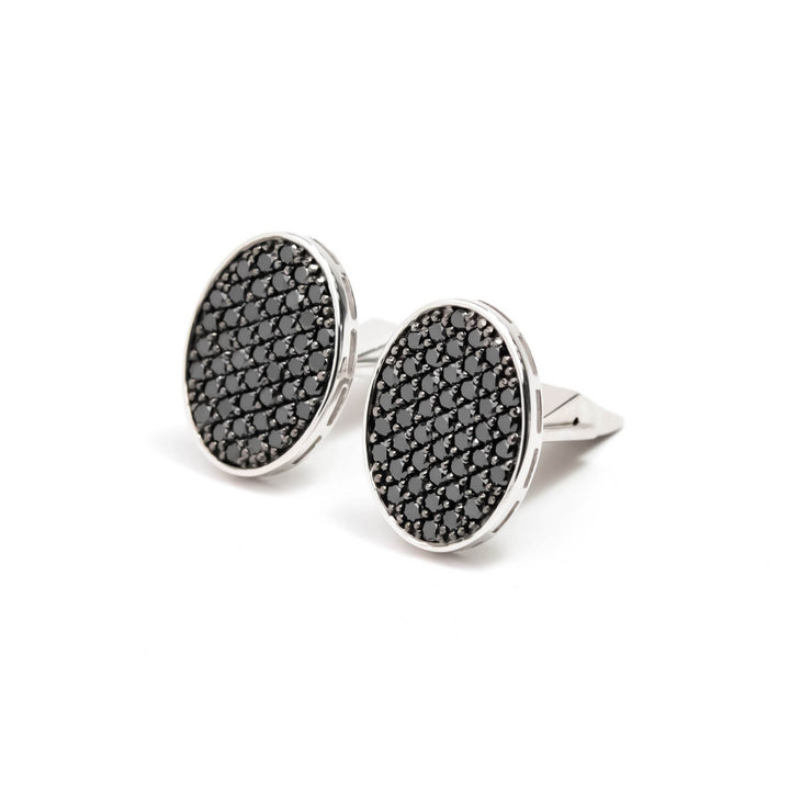 Víya Full Black Diamond Oval Cufflinks White Gold 14K